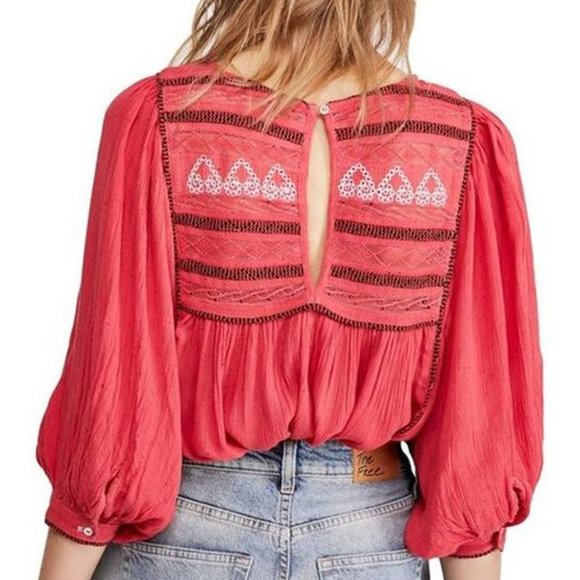 Free People Cyprus Avenue Embroidered Boho Blouse - Picture 2 of 12